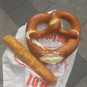 potato börek (27nok≈2,25€) & pretzel (26nok≈2,17€) at Bake Me Up - Torggata in Oslo