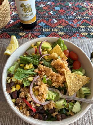 Amazing vegan tacos salad bowl  at Manana Restaurant in Krabi