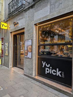 view from the street at Yupick Café in Madrid