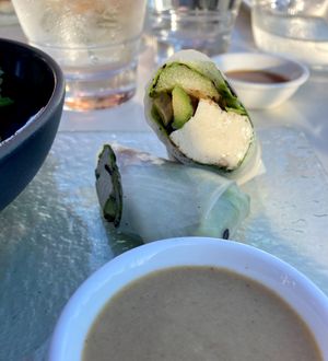 Spring roll and sauce at Departure Restaurant and Lounge in Portland