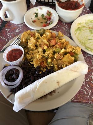 Migas w/Tofu!  I swapped the flour tortillas for corn.  at Magnolia Cafe - West in Austin