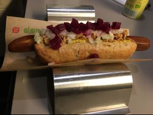 veggie dog at Den Okologiske Polsemand - Food Stall in Copenhagen