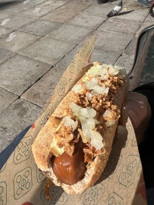 Vegan hotdog  at Den Okologiske Polsemand - Food Stall in Copenhagen