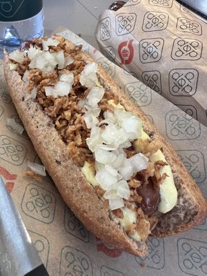 Vegan hotdog  at Den Okologiske Polsemand - Food Stall in Copenhagen