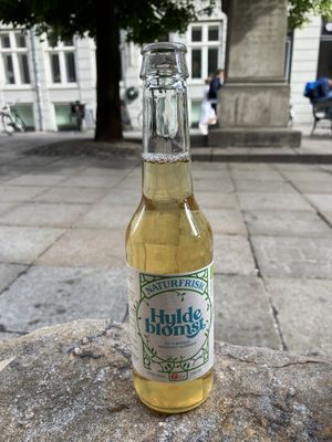 Elderflower drink made in Denmark  at Den Okologiske Polsemand - Food Stall in Copenhagen