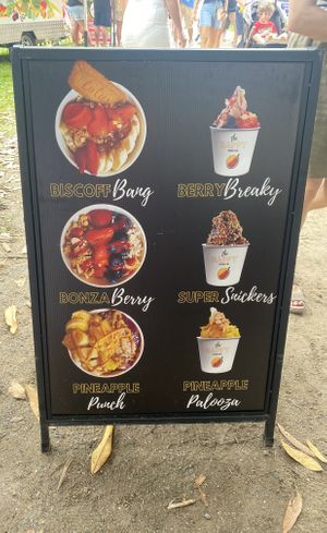 Vegan açai bowls and coconut soft serve   at The Happy Food Co. in Port Douglas