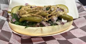 Chicago dog   at DEN - Steve's Snappin' Dogs - Concourse B in Denver