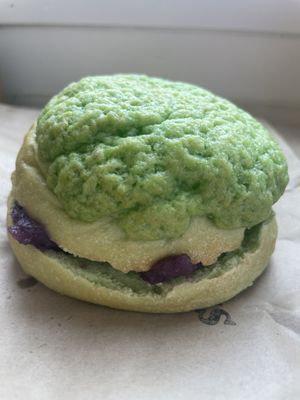 Pandan bolo bao with ube jam   at Craving Asian in Newcastle Upon Tyne