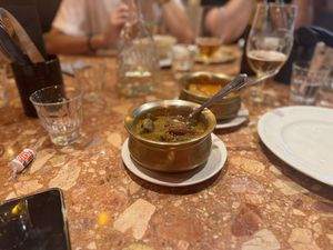 Vegan curry spoon shows the size of portion.   at Dosa Darlings in Oxford