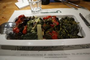 Roasted vegetables from their gardenn  at Tenuta Santo Pietro in Pienza