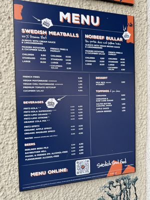 Menu outside  at Möllers Köttbullar - Danziger Str. in Berlin