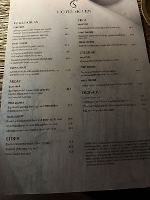 Menu (taken July 2025)  at Ristorante De Len in Cortina D Ampezzo