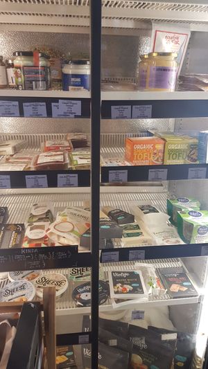 Fridge section at Beanfreaks Store and Juice Bar in Cardiff