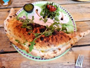Vegan calzone at Freddy's in Galway
