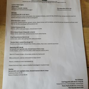 Menu for today at Home Farm Café in Bovey Tracey