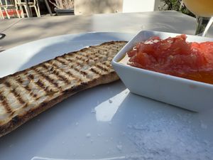 Tomato toastt  at Parque Café in Madrid