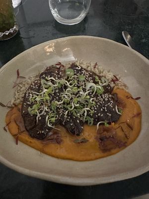 Roasted eggplant dish  at Mouna Cocina Artesana in Mallorca