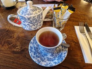 Yorkshire tea with oat milk at The Grosvenor Arms in Chester