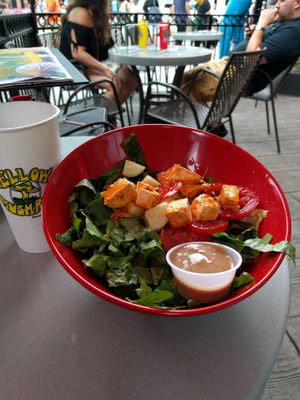 Salad with buffalo tofu at Mellow Mushroom in Gatlinburg