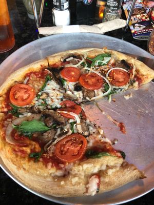 "veg out" with vegan cheese and regular crust - so delicious!!! at Mellow Mushroom in Gatlinburg