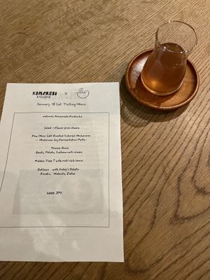 Menu  at Komorebi Kitchen in Kyoto