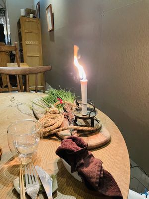 Crazy candle  at Komorebi Kitchen in Kyoto