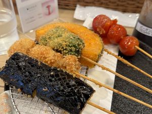 Kushikatsu  at Pivot BASE Cafe & Bar ＠Dotonbori in Osaka