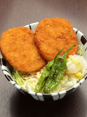 Pork Cutlet on Rice with Soy-meat Sauce  at Pivot BASE Cafe & Bar ＠Dotonbori in Osaka