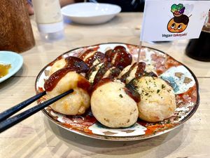 Vegan takoyaki   at Pivot BASE Cafe & Bar ＠Dotonbori in Osaka