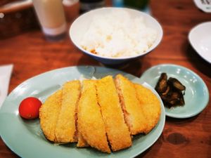 Vegan cutlet with rice at Pivot BASE Cafe & Bar ＠Dotonbori in Osaka