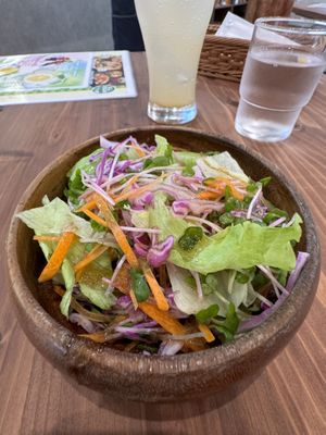 Salad with dressing which is tough   at Pivot BASE Cafe & Bar ＠Dotonbori in Osaka