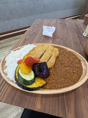 The curry with soybean cutletts  at Pivot BASE Cafe & Bar ＠Dotonbori in Osaka