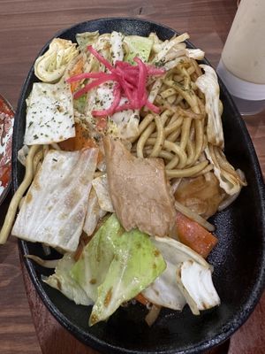 Yakisoba with soy meath  at Pivot BASE Cafe & Bar ＠Dotonbori in Osaka