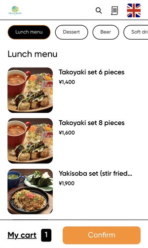 Digital menu.  at Pivot BASE Cafe & Bar ＠Dotonbori in Osaka