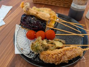 Kushikatsu at Pivot BASE Cafe & Bar ＠Dotonbori in Osaka