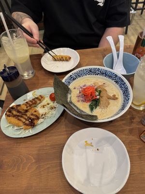 Ramen and cutlet   at Pivot BASE Cafe & Bar ＠Dotonbori in Osaka