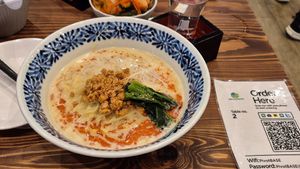 Spicy ramen at Pivot BASE Cafe & Bar ＠Dotonbori in Osaka