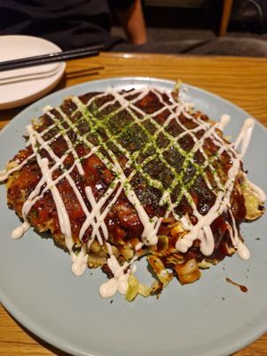 Okonomiyaki at Pivot BASE Cafe & Bar ＠Dotonbori in Osaka