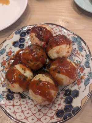Takoyaki (before I added the vegan mayo) at Pivot BASE Cafe & Bar ＠Dotonbori in Osaka