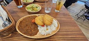 Katsu and tofu mince curry and rice at Pivot BASE Cafe & Bar ＠Dotonbori in Osaka