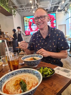 The spicy Ramen at Pivot BASE Cafe & Bar ＠Dotonbori in Osaka
