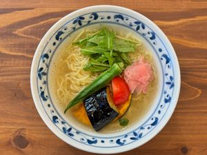 Cold Shio Ramen with Summer Vegtables at Pivot BASE Cafe & Bar ＠Dotonbori in Osaka
