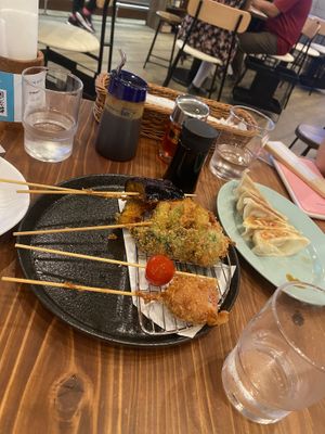 Vegan deep fried vegetables and dumplings   at Pivot BASE Cafe & Bar ＠Dotonbori in Osaka