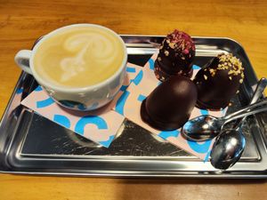 Coffee and 3 kinds of Mohrenkopf at Bakery Bakery  - Schaffhauserplatz in Zurich