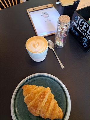 Vegan croissant and oatmilk cappucino. at Danito's Coffee in Bingen Am Rhein