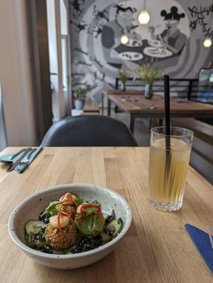 Kimchi rice balls (similar to arancini), sooo good ! at Chef & Co in Prague