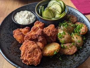 Fried cauliflower and potatoes at Chef & Co in Prague