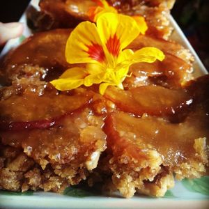 vegan homemade toffee apple and walnut upside down slice at Goodness Gracious Organic and Gluten Free in Bli Bli