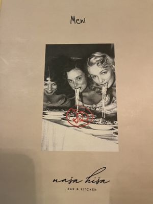 Menu cover  at Naša Hiša in Ljubljana