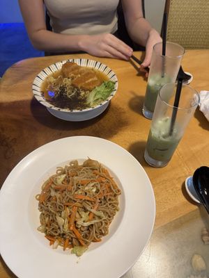Vegan pad Thai and vegan tofu ramen!😍  at Moriya Izakaya in Central Singapore